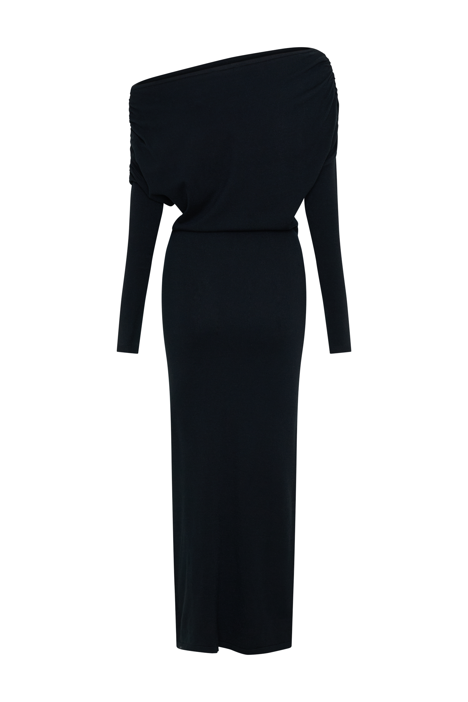 Jessie Dekolteli Örgü Midi Elbise - Siyah