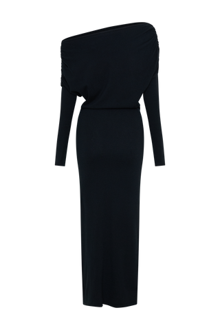 Jessie Dekolteli Örgü Midi Elbise - Siyah