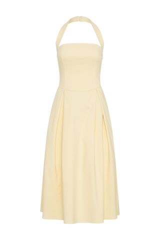 Juana Boyundan Bağlamalı Midi Elbise - Limon