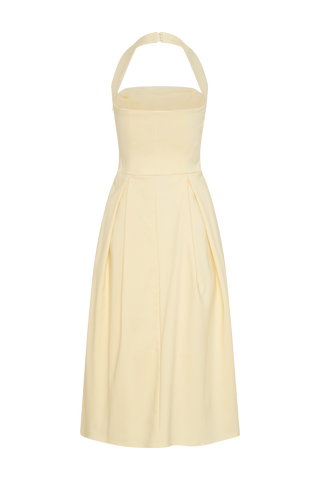 Juana Boyundan Bağlamalı Midi Elbise - Limon