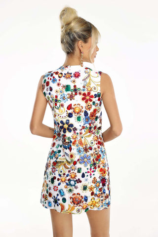 Parlak Taş Detaylı Mini Elbise