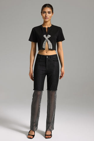 Gunnhild Taş Detaylı Siyah Patchwork Jean