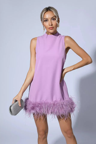Hope Mor Tüylü Mini Elbise