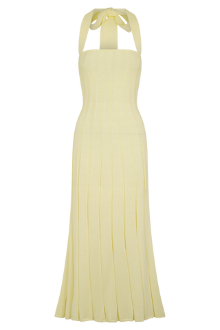 Jacqui Boyundan Bağlamalı Midi Elbise - Limon