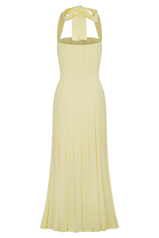 Jacqui Boyundan Bağlamalı Midi Elbise - Limon