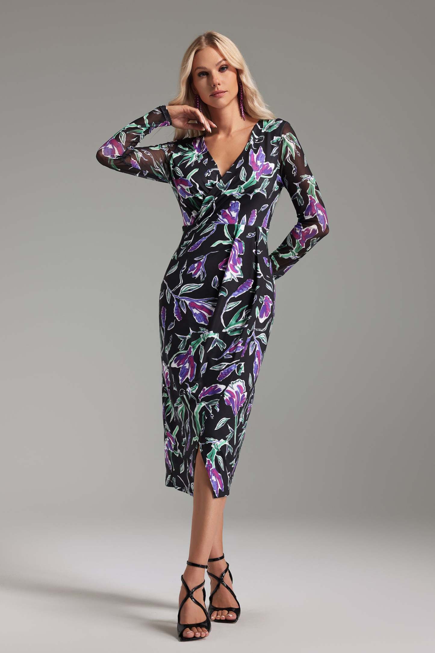 Jane Çiçek Desenli Midi Elbise