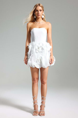 Janka Çiçek Desenli Transparan Mini Elbise