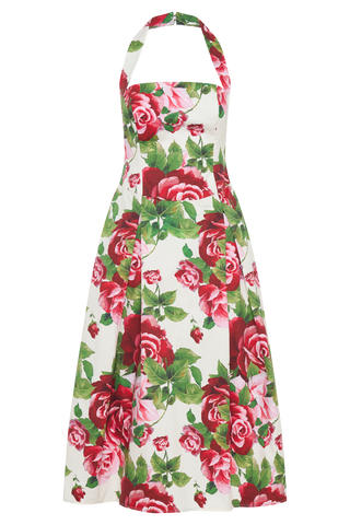 Juana Boyundan Bağlamalı Midi Elbise - Sonia Gül Desenli