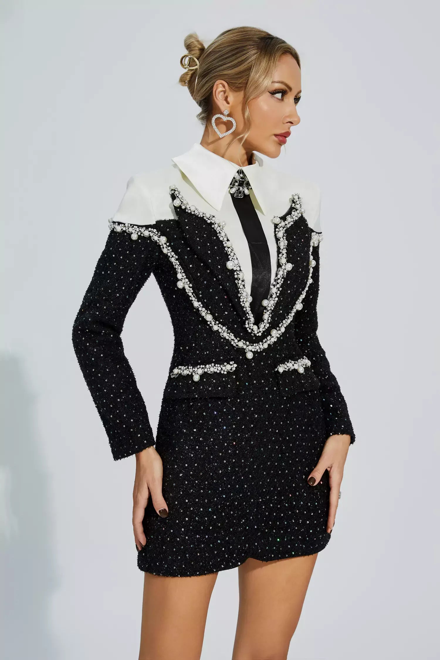 Katelyn Siyah Elmas Mini Elbise