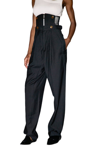 Balıksırtı Düğme Detaylı Pantolon