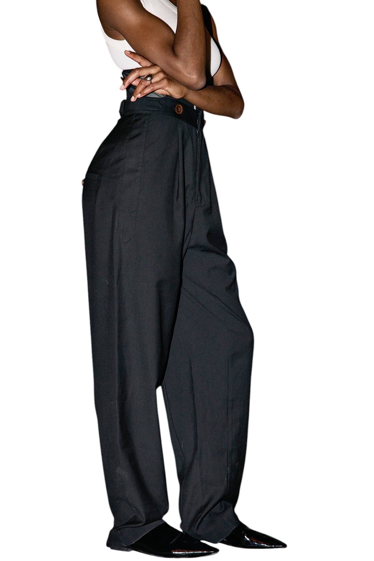 Balıksırtı Düğme Detaylı Pantolon