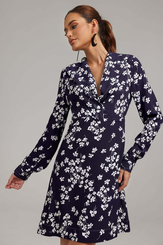 Korasa Çiçek Desenli V Yaka Elbise