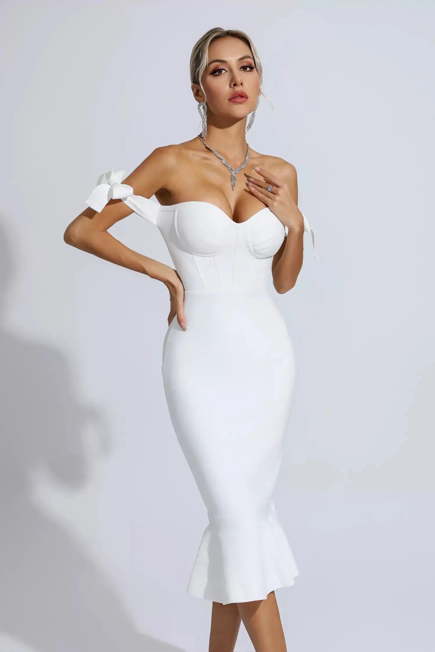 Legacy Beyaz Denizkızı Midi Elbise