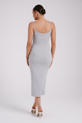 Alexis Ribanalı Cami Midi Elbise - Gri Marle