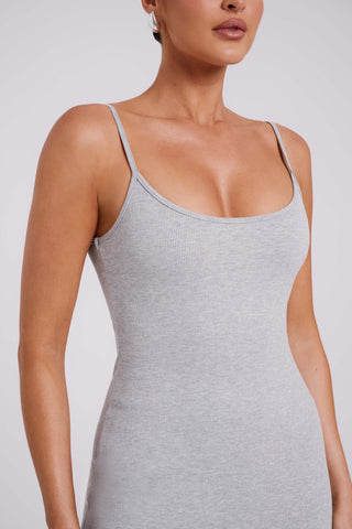 Alexis Ribanalı Cami Midi Elbise - Gri Marle