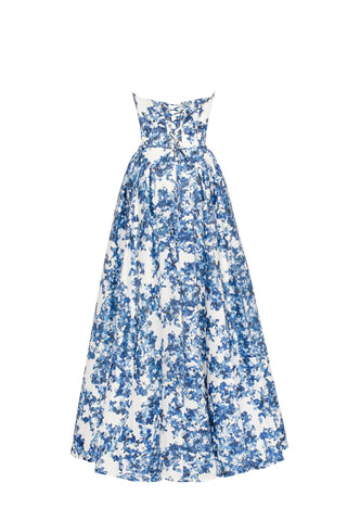 Flora Blossom Strapless Maxi Elbise