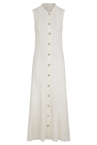 Margie Kolsuz Triko Midi Elbise - Beyaz