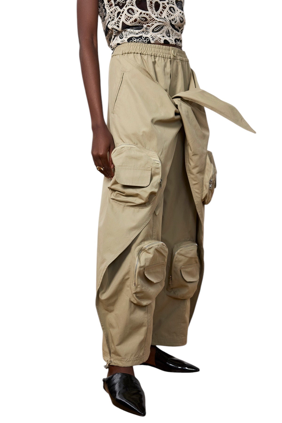 Cepli Bağcıklı Kargo Pantolon