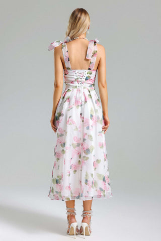 Neal Çiçek Desenli File Detaylı Elbise