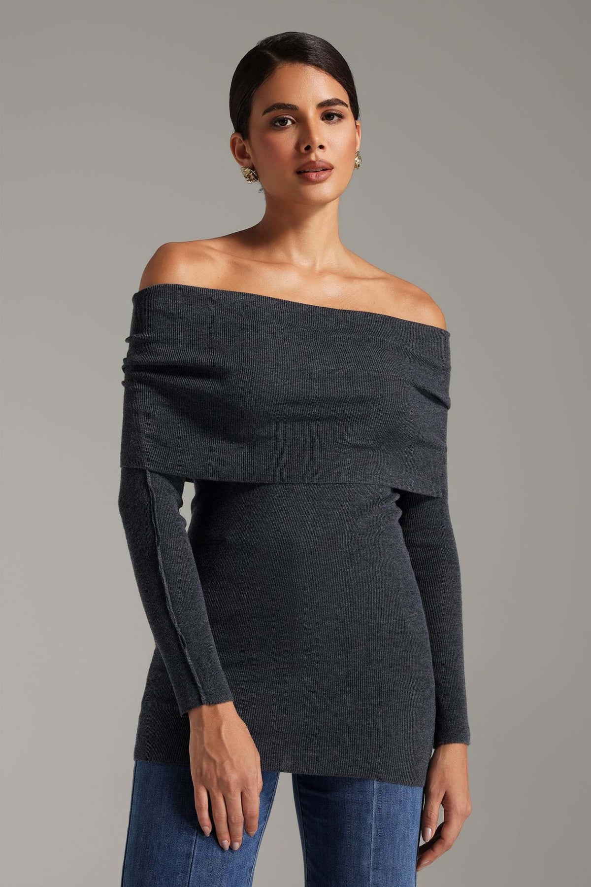 Nettie Omuzları Açık Örgü Üst