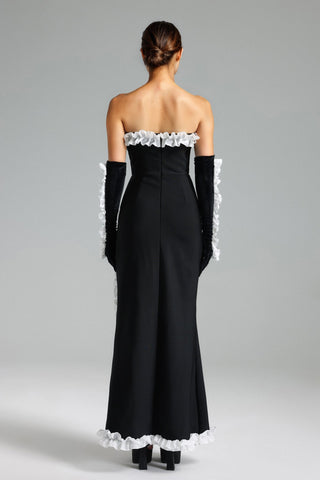 Nylah Volanlı Yırtmaçlı Bandaj Midi Elbise