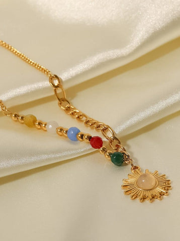 Opal Doğal Taşlı Güneş Kolye
