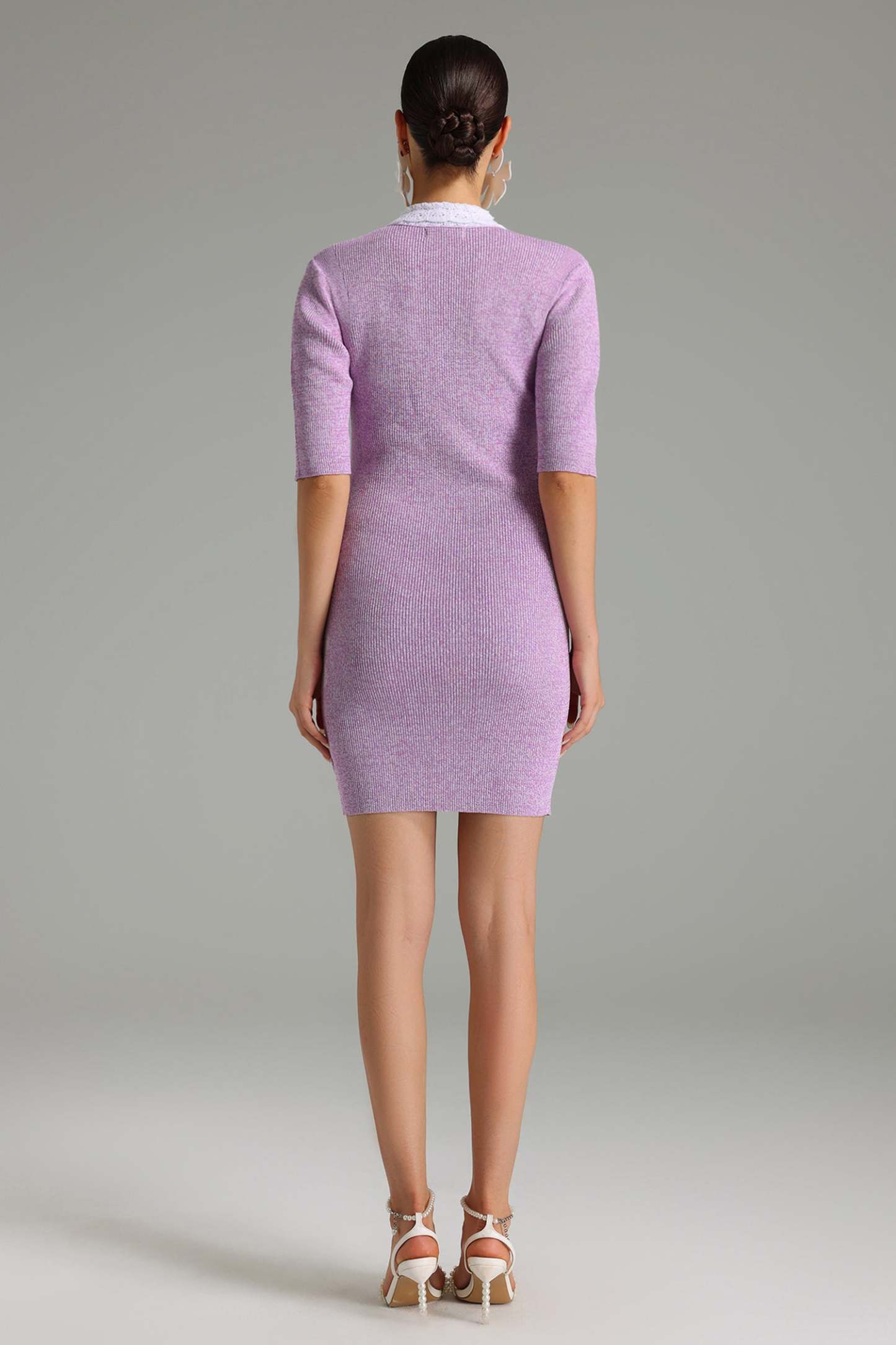 Perrine Düğmeli Örgü Mini Elbise