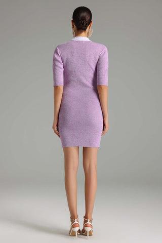 Perrine Düğmeli Örgü Mini Elbise