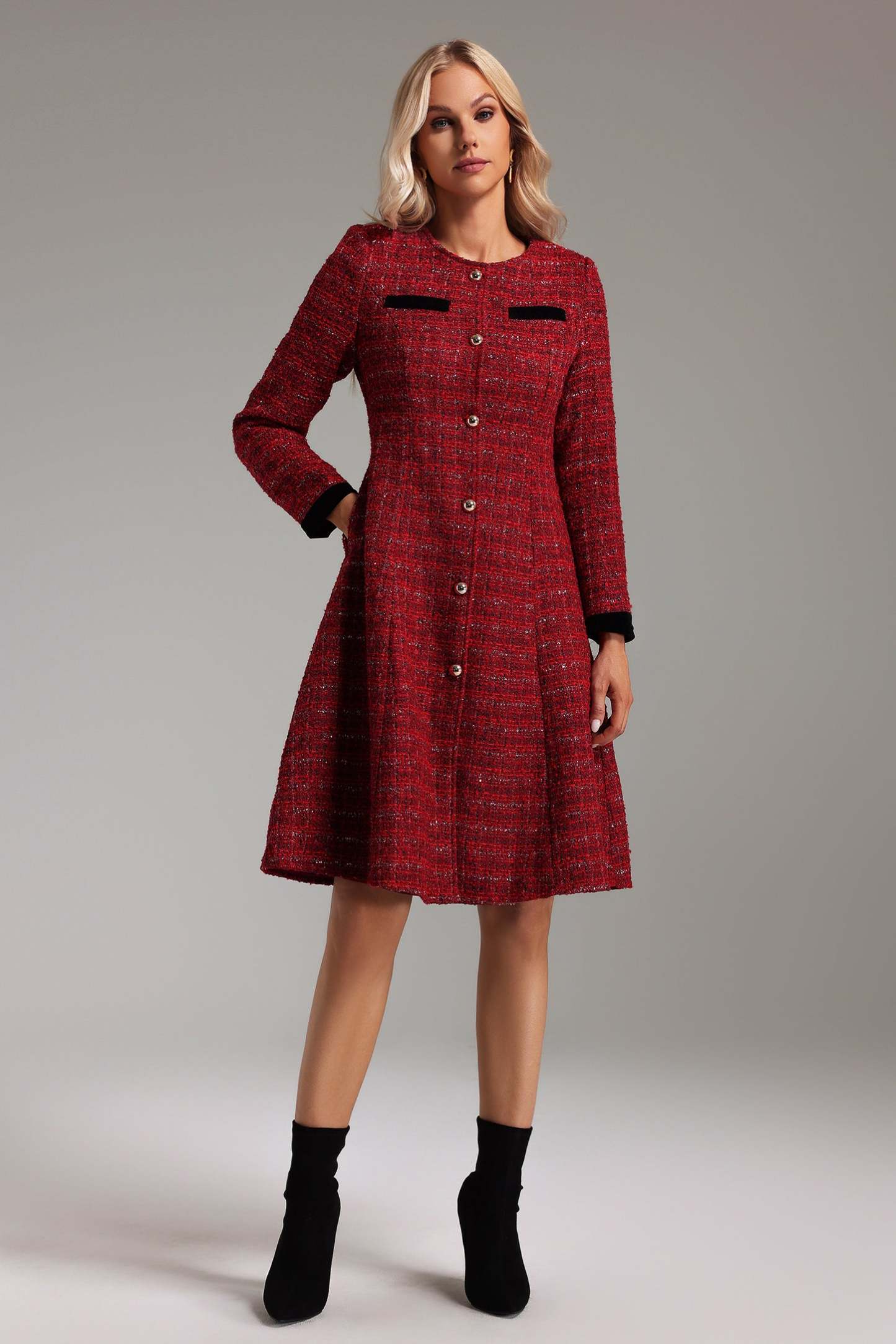 Ruthie Yuvarlak Yaka Midi Elbise