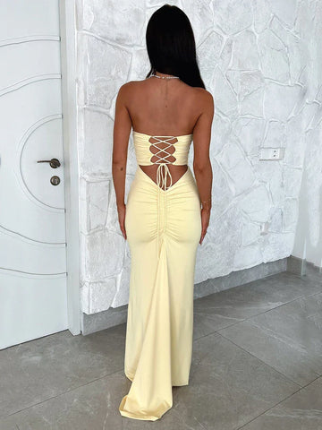 Léa Back-Tie Maxi elbise