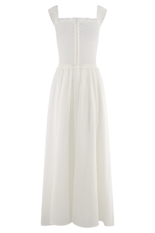 Tahlia Pointelle Örgü Midi Elbise - Beyaz