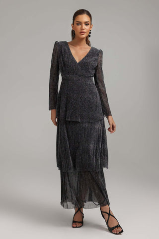 Kat Kat Düz Kesim V-Yaka Elbise