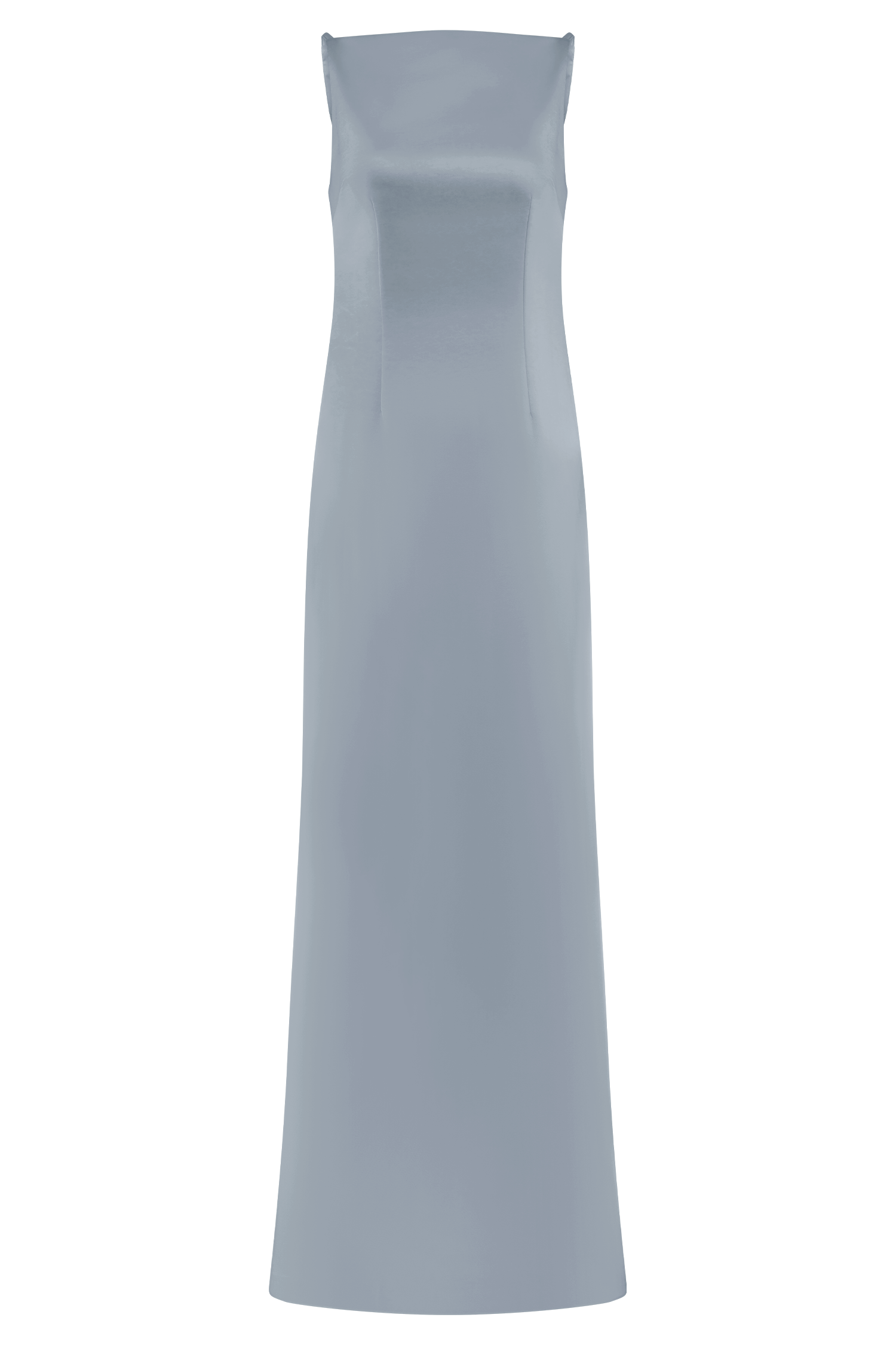 Mor Kolsuz Saten Maxi Elbise - Buzlu Mavi