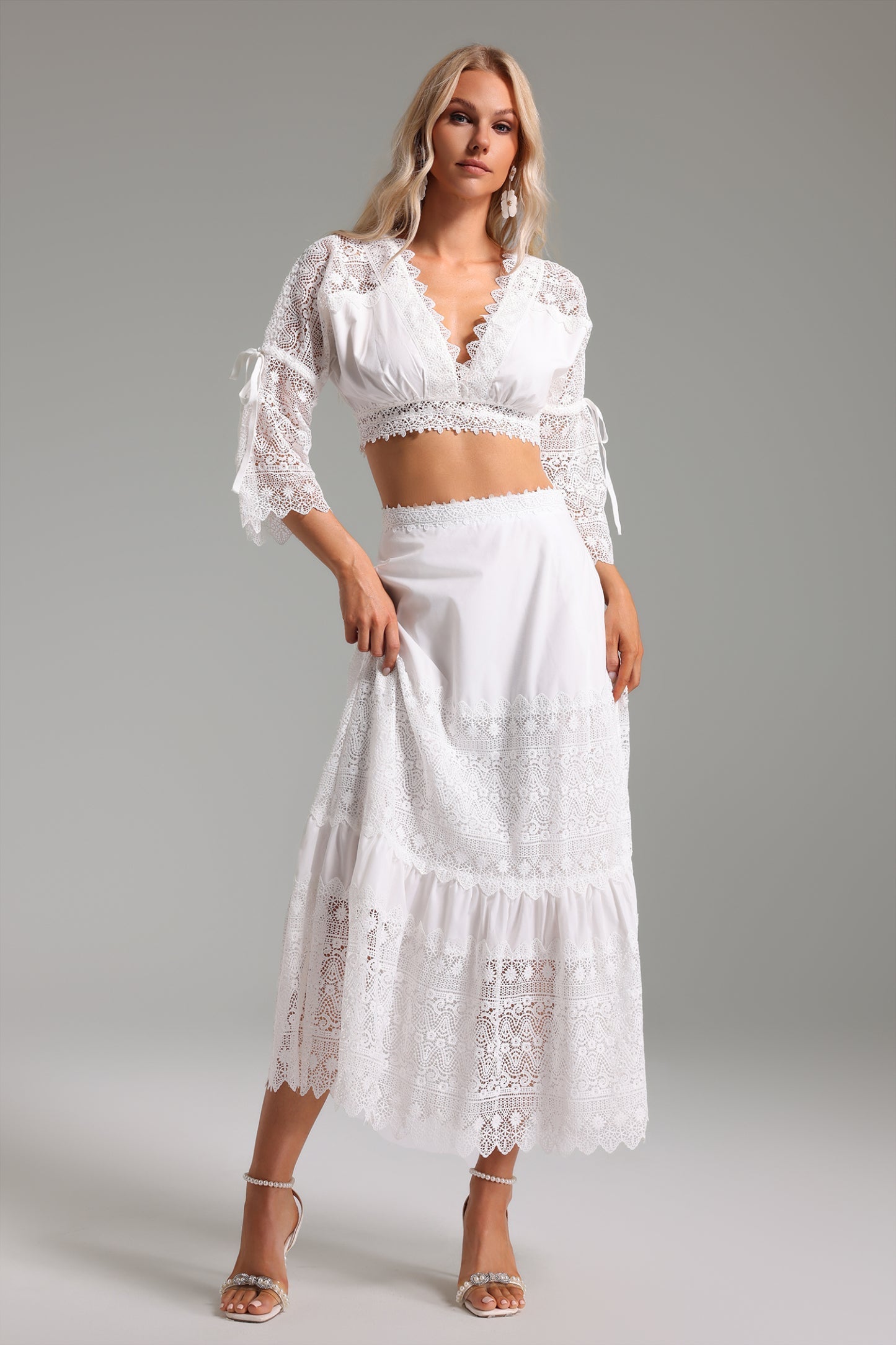 Xiacly V Yaka Maksi Elbise