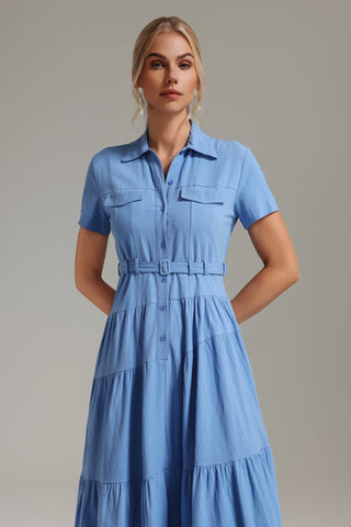 Zalea Gömlek Tarzı Maksi Elbise