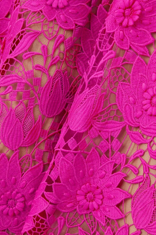 Afra Nakışlı Dantel Kuşaklı Midi Elbise