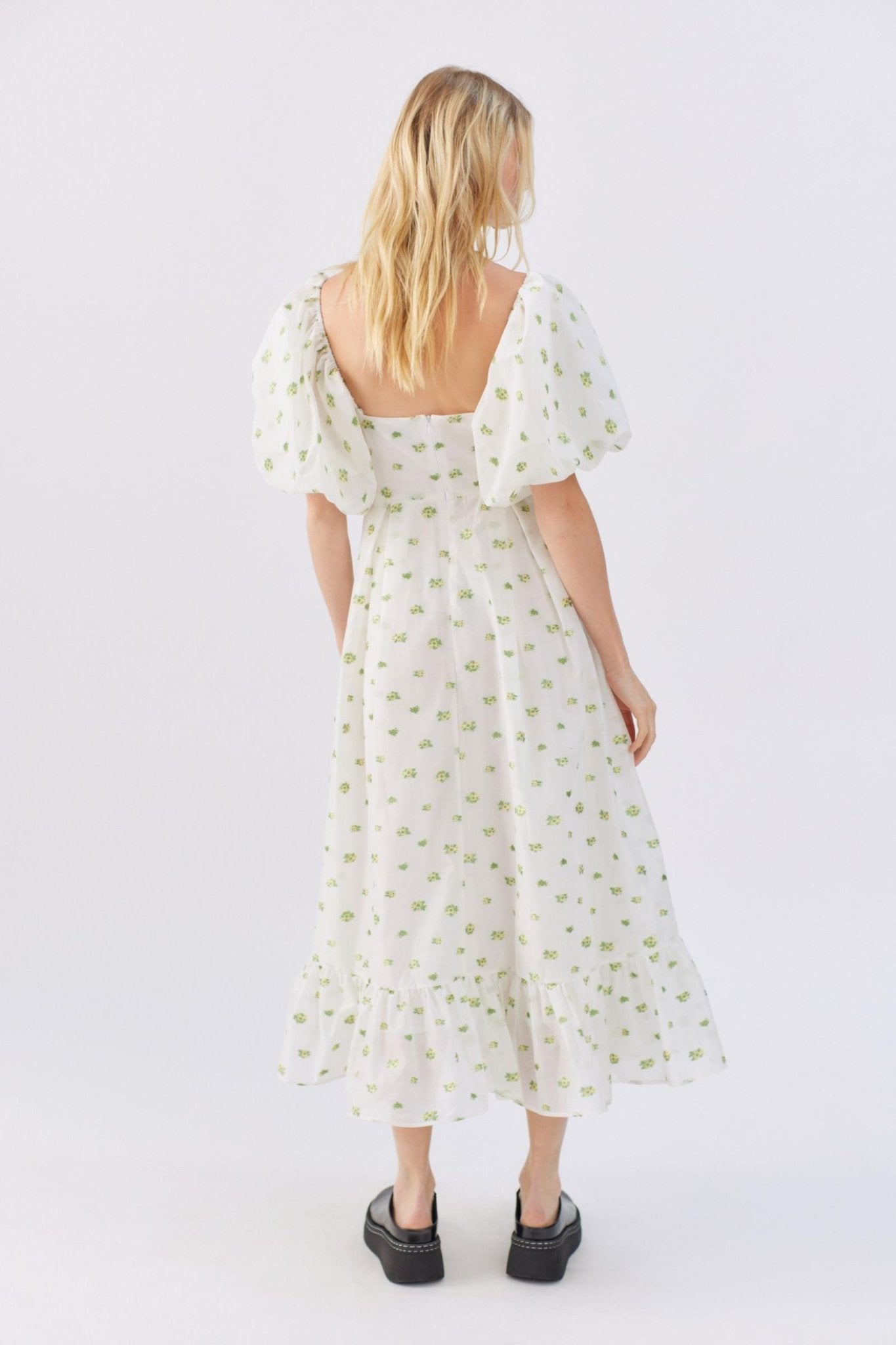 Aileen Baskılı Papyon Yırtmaçlı Midi Elbise