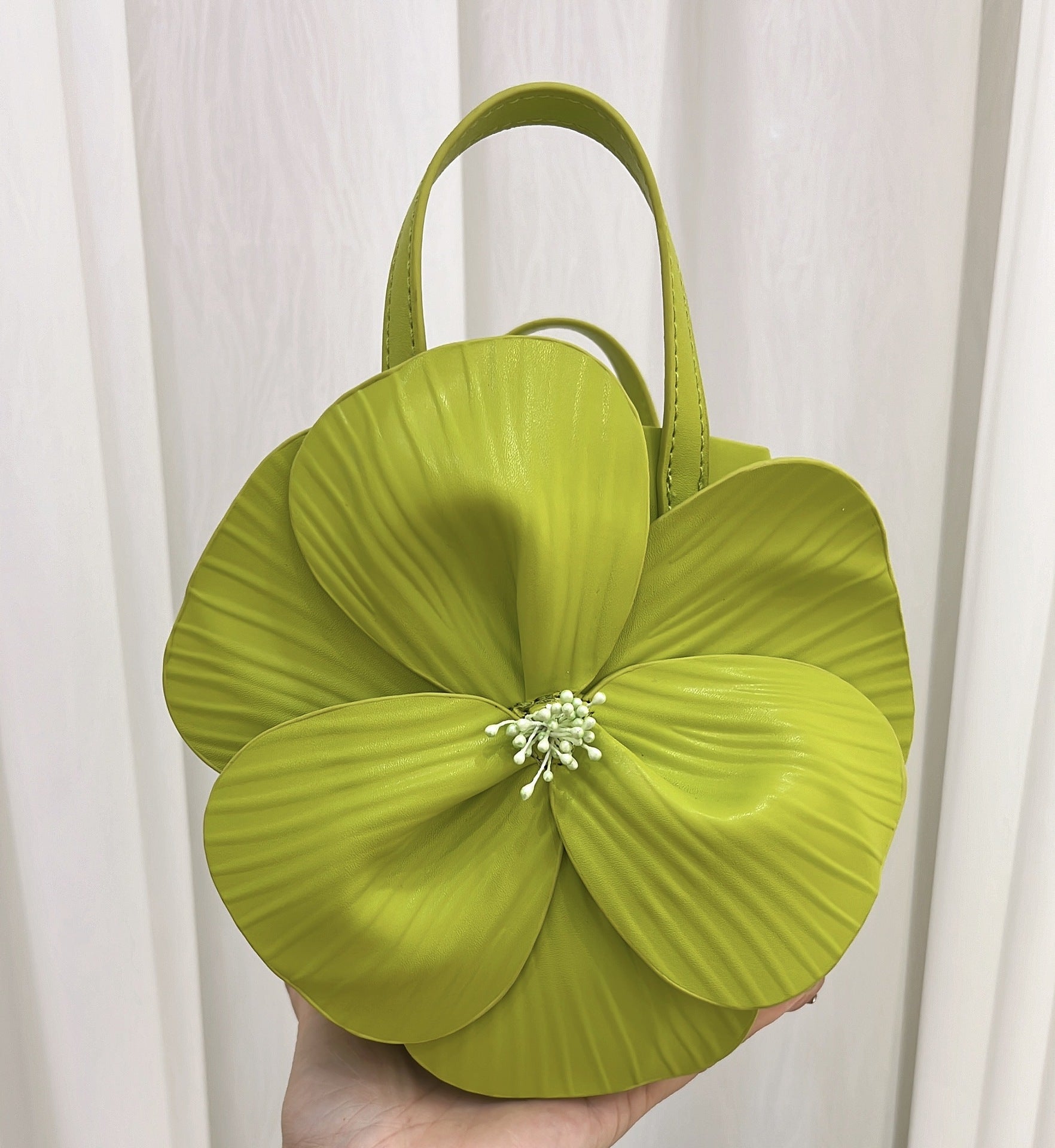 Şık 3D Petal Çiçek Düz Renk Yaka Çanta