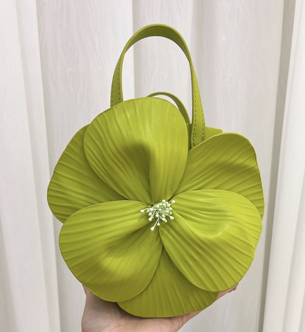Şık 3D Petal Çiçek Düz Renk Yaka Çanta