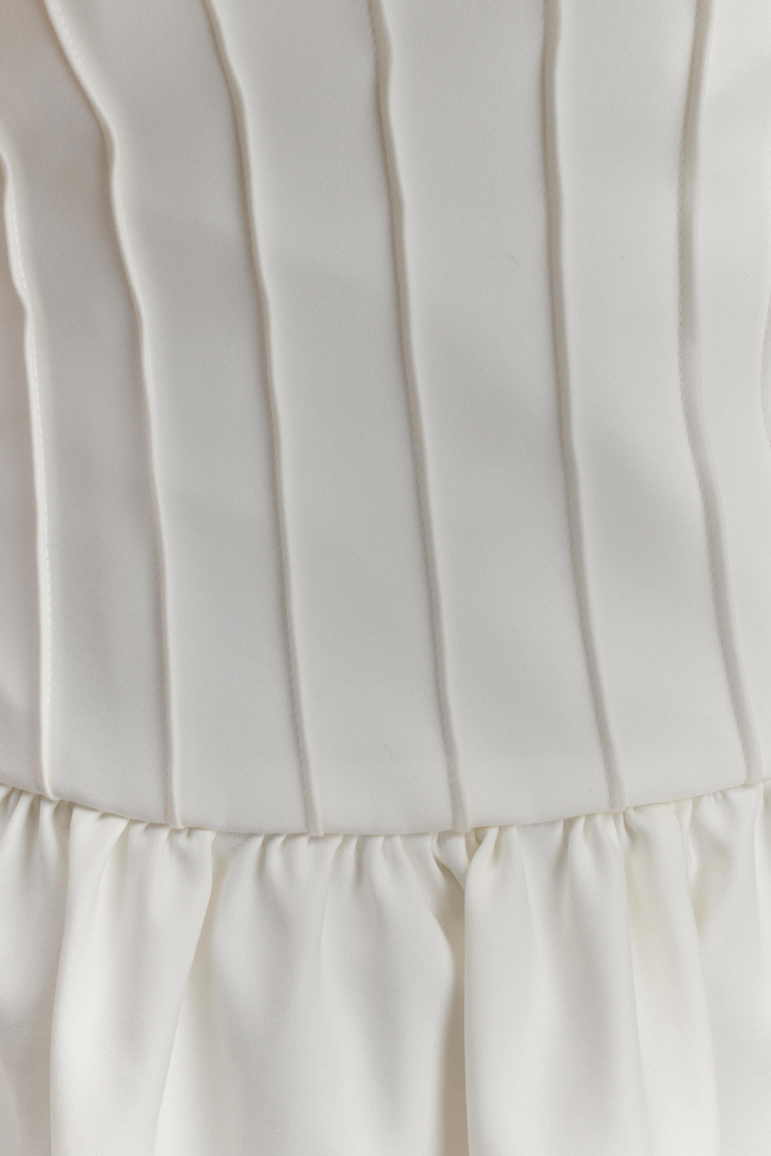 Orla Straplez Pamuk Midi Elbise - Beyaz