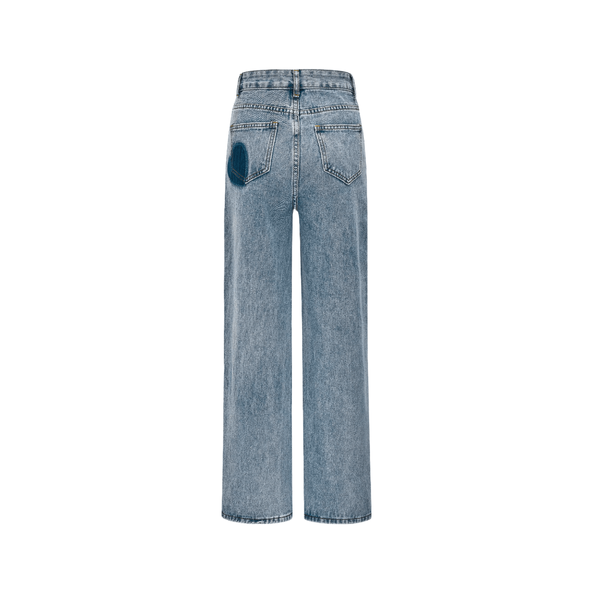 Kalp baskılı düz paça jean